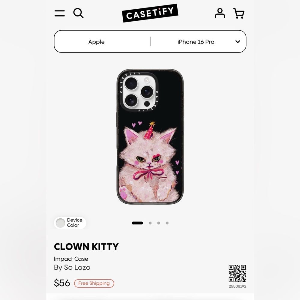 Casetify Clown Kitty iPhone 16 Pro Case - Clear Black - Picture 3 of 5